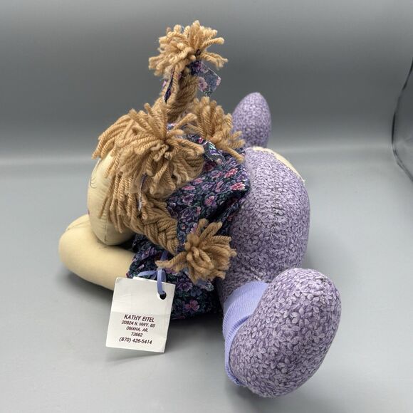 2001 One of a Kind Dolls Hand Made Kathy Eitel Purple Kiss My Grits Fabric Doll - Picture 11 of 11